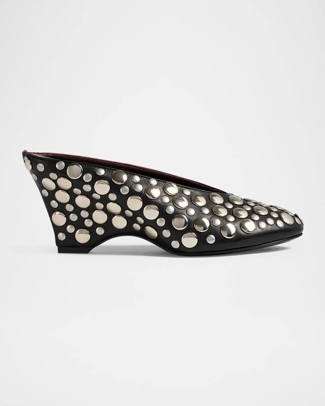 Cloak Stud Leather Mule Pumps